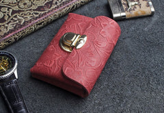 Handmade Leather Floral Mens Cool billfold Wallet Card Holder Small Card Slim Wallets for Men