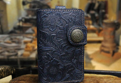 Handmade Leather Floral Mens Cool Key Wallet Wallet Card Holder Small Card Keychain Wallets for Men