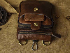 Mens Leather Small Side Bag COURIER BAG Waist Pouch Holster Belt Case Belt Pouch for Men - iwalletsmen