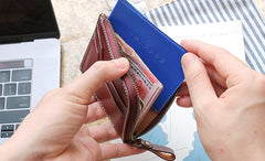 Leather Mens Front Pocket Wallets Small Slim Wallet Card Wallet Change Wallet for Men - iwalletsmen