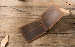 Cool Leather Mens Small Wallet Bifold Vintage Slim billfold Wallet for Men - iwalletsmen