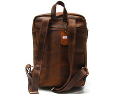 Cool Brown Leather Mens Backpack Travel Backpacks Laptop Backpack for men - iwalletsmen