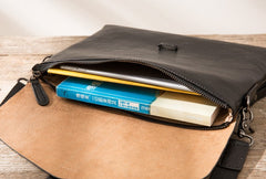Small Leather Black Mens Cool Messenger Bags Shoulder Bags  for Men - iwalletsmen