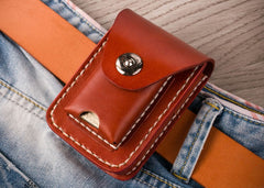 Handmade Leather Mens Leather Cigarette Case Cigarette Box Lighter Pocket Tobacco Pouch - iwalletsmen