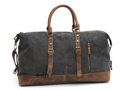 Mens Waxed Canvas Leather Weekender Bag Canvas Overnight bag Travel Bag for Men - iwalletsmen
