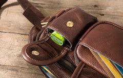 Coffee Cool Leather Fanny Packs Mens Waist Bag Hip Pack Belt Bag for Men - iwalletsmen