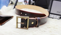 Cool Handmade Red Brown Leather Mens Belt Leather Belt for Men - iwalletsmen