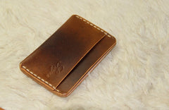 Handmade Leather Mens Slim Front Pocket Wallets Leather Card Wallet for Men - iwalletsmen