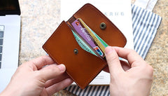 Leather Mens Card Wallet Front Pocket Wallet Small Slim Wallets Change Wallets for Men - iwalletsmen