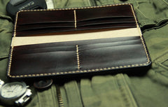 Vintage Leather Coffee Bifold Mens Long Wallet Leather Long Wallets for Men - iwalletsmen