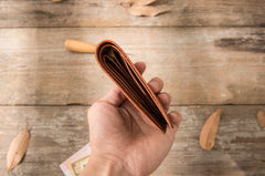 Brown Cool Leather Mens Small Wallet Bifold Vintage Slim billfold Wallet for Men - iwalletsmen