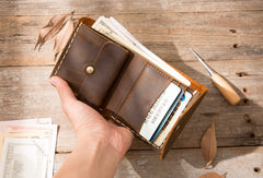 Cool Handmade Leather Mens Small Wallets Bifold Vintage billfold Wallet for Men - iwalletsmen