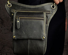 Mens Leather Biker Drop Leg Bag Waist Bag Belt Pouch Pack Side Bag for Men - iwalletsmen