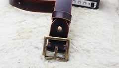 Cool Handmade Red Brown Leather Mens Belt Leather Belt for Men - iwalletsmen