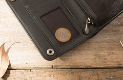 Cool Black Wristlet Wallet Leather Mens Long Wallet Long Wallet for Men - iwalletsmen