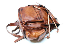 Handmade Cool Leather Mens Backpack Travel Backpacks Laptop Backpack for men - iwalletsmen