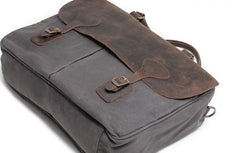 Mens Waxed Canvas Leather Briefcase Handbag Laptop Bag Business Bag for Men - iwalletsmen