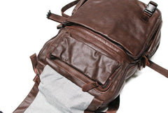 Cool Coffee Mens Leather Backpack Travel Backpacks Laptop Backpack for men - iwalletsmen