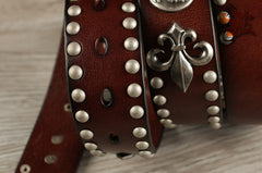 Handmade Genuine Custom Punk Biker Leather Mens Leather Men Belt for Men - iwalletsmen
