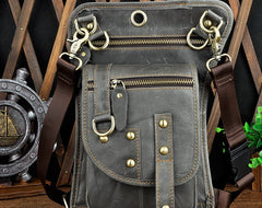 Cool Leather Utility Drop Leg Bag Belt Pouch Mens Waist Bag Shoulder Bag for Men - iwalletsmen