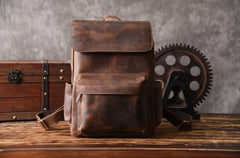 Genuine Leather Mens Cool Backpack Sling Bag Large Travel Bag Hiking Bag for men