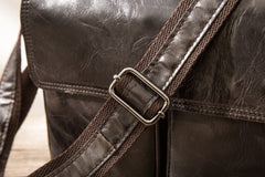 Cool Black Leather Mens Messenger Bag Vintage Shoulder Bag for Men - iwalletsmen