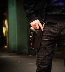 Leather Belt Pouch Mens Small Cases Waist Bag Hip Pack Belt Bag Fanny Pack Bumbag for Men