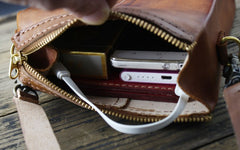 Handmade Vintage Brown Leather Mens Box Bag Shoulder Bag Messenger Bag for Men - iwalletsmen