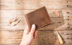 Vintage Leather Mens Small Wallets Bifold Slim Front Pocket Wallet for Men - iwalletsmen
