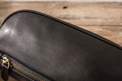 Black Mens Leather Fanny Packs Mens Waist Bag Black Hip Pack Belt Bag Chest Bag for Men - iwalletsmen