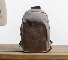 Cool Canvas Gray Mens Sling Bag Chest Bag One Shoulder Pack for men - iwalletsmen