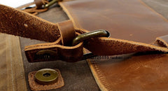 Mens Waxed Canvas Leather Side Bag Messenger Bag Canvas Courier Bag for Men - iwalletsmen