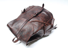 Cool Black Coffee Mens Leather Backpack Travel Backpack School Backpacks for men - iwalletsmen