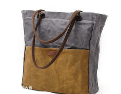 Mens Waxed Canvas Tote Bag Canvas Shopper Bag Canvas Shoulder Bag for Men - iwalletsmen