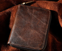 Cool Leather Mens Zipper Small Wallet Front Pocket Wallet for Men - iwalletsmen
