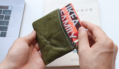 Leather Mens Zipper Front Pocket Wallet Small Wallet Card Wallet Change Wallet for Men - iwalletsmen