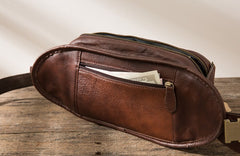 Coffee Cool Leather Fanny Packs Mens Waist Bag Hip Pack Belt Bag for Men - iwalletsmen