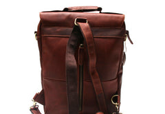 Red Brown Leather Mens Backpack Travel Backpacks Laptop Backpack for men - iwalletsmen