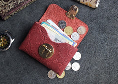 Handmade Leather Floral Mens Cool billfold Wallet Card Holder Small Card Slim Wallets for Men