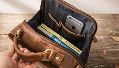 Cool Leather Brown Small Mens Messenger Bag Vintage Shoulder Bag  for Men - iwalletsmen