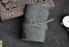 Handmade Leather Floral Mens Cool billfold Wallet Card Holder Small Card Slim Wallets for Men