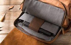 Cool Brown Mens Leather Backpacks Travel Backpacks Laptop Backpack for men - iwalletsmen
