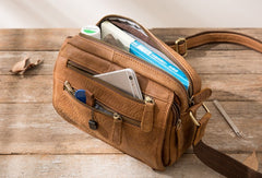 Small Cool Leather Mens Messenger Bags Shoulder Bag  for Men - iwalletsmen