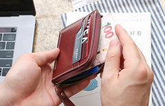 Leather Mens Front Pocket Wallets Small Slim Wallet Card Wallet Change Wallet for Men - iwalletsmen