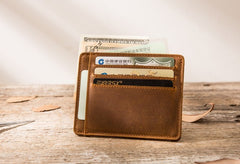 Leather Mens Slim Cards Holder Front Pocket Wallets Card Wallet for Men - iwalletsmen