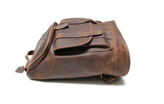 Cool Leather Coffee Mens Backpack Travel Backpacks Laptop Backpack for men - iwalletsmen