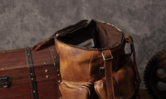Handmade Leather Mens Cool Backpack Sling Bag Large Travel Bag Hiking Bag for men