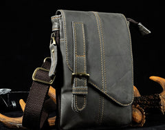 Mens Leather Small Side Bag COURIER BAGs Waist Pouch Holster Belt Case Belt Pouch for Men - iwalletsmen