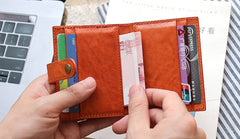 Leather Mens Front Pocket Wallet Card Wallet Small Slim Wallet Change Wallet for Men - iwalletsmen