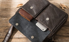 Cool Black Leather Mens Messenger Bag Vintage Shoulder Bag for Men - iwalletsmen